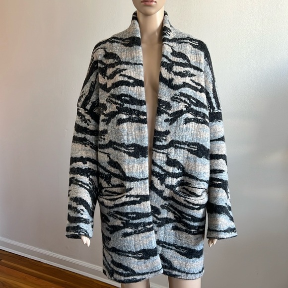 ZADIG & VOLTAIRE Mia Wool-Blend Camo Jacquard Knit Cardigan/Coat Size XS/S - Picture 8 of 16